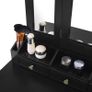 Dressing Table with 7 Drawers, Dressing Table with Padded Stool, 3-Piece Folding Mirror with Chain Hook, 4 Open Compartments, 2 Narrow Compartments for Brushes, Wooden Legs, Black Image 4