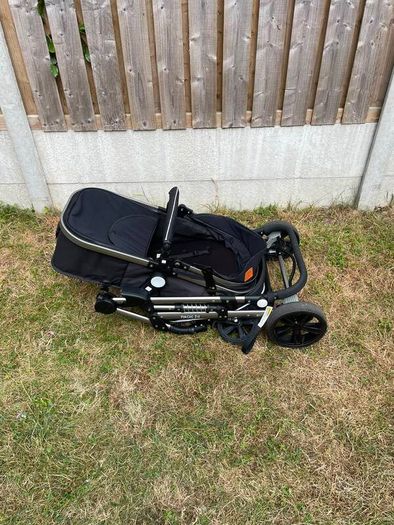 Magic ZC 3 in 1 Pushchair Pram Travel System, Baby Stroller 3 in 1 with Reversible Two Pushing Modes, Newborn Infant Carriage One-Click Folding, Toddler Buggy Aluminum Frame (739 Black)
