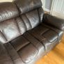 Arm chairs 3 seater 2 seater and one seater all recliner all chestnut brown leather Image 3