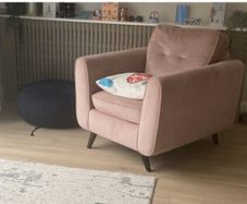 Pink velvet armchair