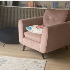 Pink velvet armchair