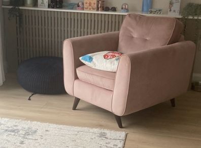Pink velvet armchair