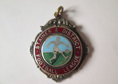 4x medals uk football division soccer silver 1950 staines district