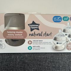 Brand New Tommee Tippee Natural Start Anti-Colic Baby Bottles 150 ml, Self-Sterilising, Pack of 3, Transparent