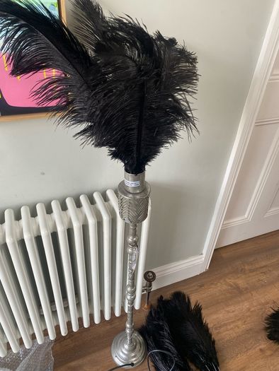 Black ostrich feather floor lamp