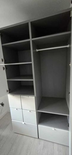 Wardrobe, grey/white, 122x59x216 cm