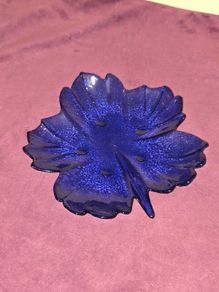 Vintage Cobalt Blue Leaf Dish