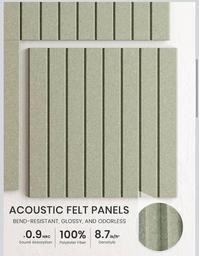 Cork Board Alternative, 6-Pack Felt Pin Board, Sage 90 x 60cm Notice Boards for Home, Fine-stripe 6-pack Vision Board with 30 Pushpins & 30 Adhesive Tabs for Office & Bedroom