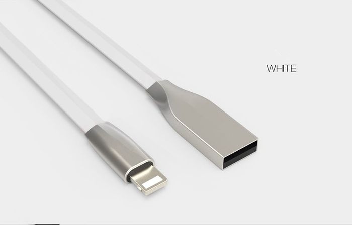 White 1m Zinc Alloy Data Sync / Lightning USB Cable for iPhone 7 6 6s Plus 5