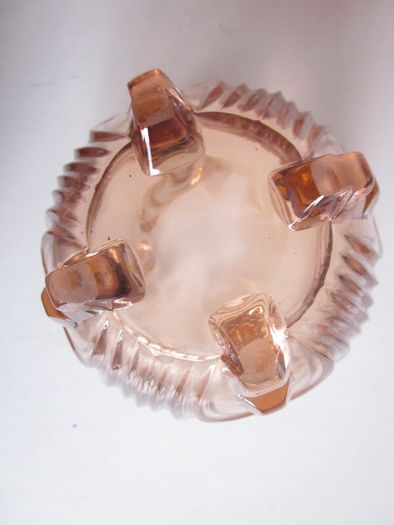 Vintage Deco Czech Pink Glass Large Footed Vase c.1930