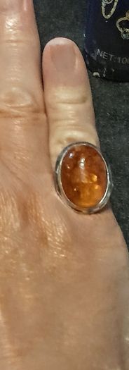 935 high silver large Amber ring