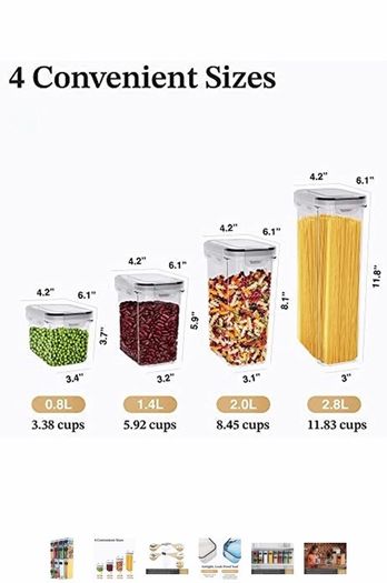 Airtight Food Storage Containers Set [14 Pack] for Cereal, Flour, Sugar, Kitchen Storage & Organisation - BPA Free Plastic Containers with Durable Lids, Reusable Labels, Marker & Spoon Set