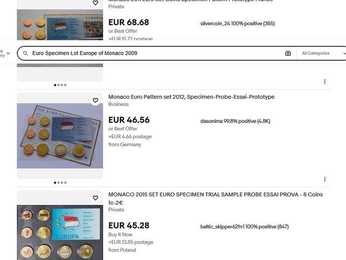 Monaco Set euro Trial Probe Essai Pattern coins complete set 2009
