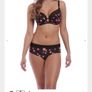 Freya Viva - Underwired Side Support Bra 32F and Briefs S - Black Floral - BNWT RRP 58 Image 2