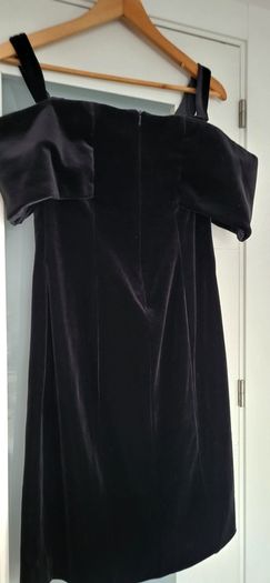 VINTAGE Official black velvet bow bardot Sz 12UK ( Fit 8-10UK)