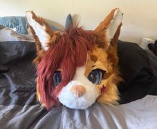 Fursuit head- posable ears and neck fur