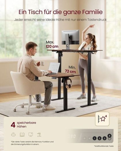 Large Electric Desk 140cm Vintage Brown or White