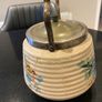 Bramley vintage ribbed biscuit barrel with  silver plated lid . Image 5