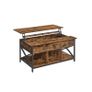 Lift Top Coffee Table with Hidden Storage and Shelves Rustic Brown and Black Image 2