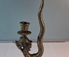 Antique White Metal Dragon Candlestick