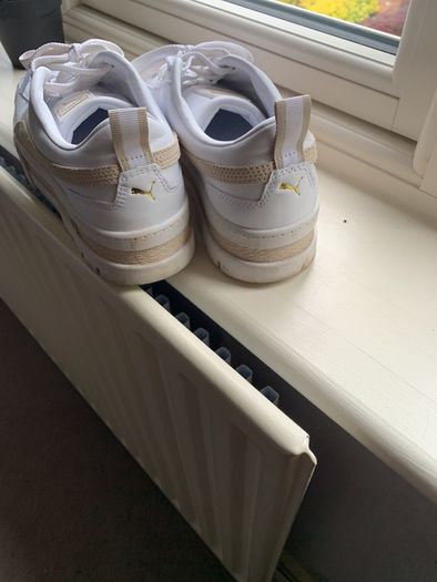 Puma Mayze platform trainer in white and oatmeal size 42 ( uk 8)