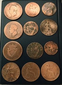 12 Antique Copper Coins Job Lot