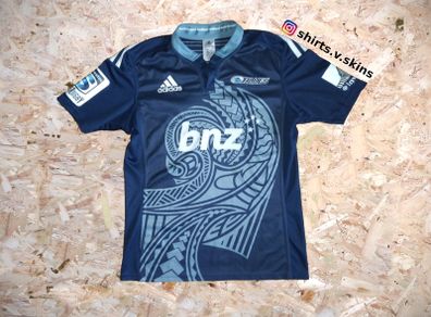 FREE POST Blues (M) Rugby Jersey adidas Shirt NZ Kiwi All Blacks Blue Small