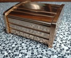 Mid century Art Deco style anodized table top cigarette box  made in UK by Kaymet