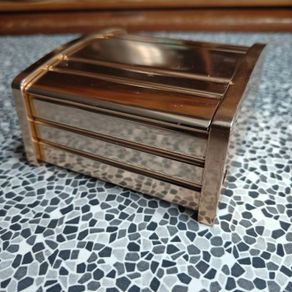 Mid century Art Deco style anodized table top cigarette box  made in UK by Kaymet