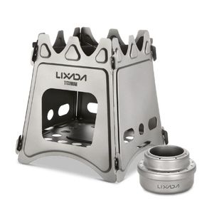 BRAND NEW Compact Folding Titanium Wood Stove with Mini Alcohol Stove for Outdoor Camping Cooking Picnic Portable camping burner