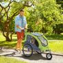 Dog Bike Trailer Pet Stroller Cart Carrier for Bicycle 360 Rotatable with Reflectors 3 Wheels Hitch Coupler Push/ Pull/ Brake Water Resistant Green Image 4