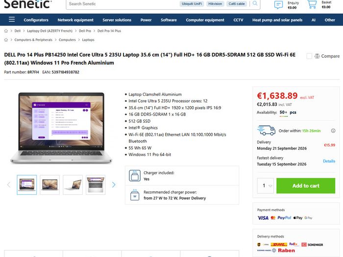 Dell Pro 14 Plus laptop, NEW, warranty until 2029