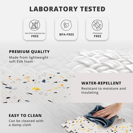 FREE SHIPPING Soft Foam Floor Mat - 18 Pieces Protective Gym Flooring Set, Exercise Mats EVA Puzzle Rubber Tiles, Ground Surface Protection Workout
