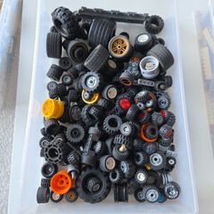 box of lego wheels