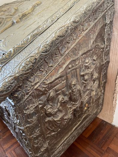 Vintage Brass Fireplace Kindling Box