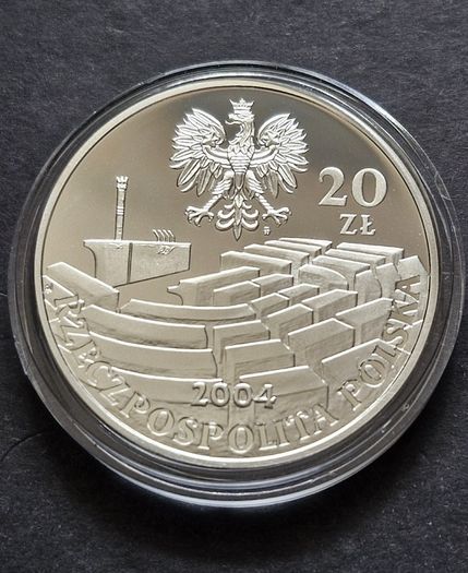 Poland Silver 20 Zloty 2004 15th Anniversary of the polish Senate Amber Inset