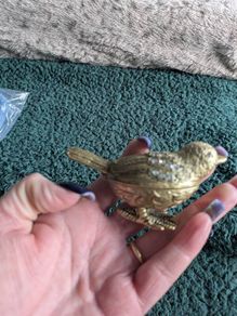 Gold effect bird trinket box