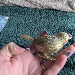 Gold effect bird trinket box