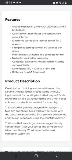 Electronic Arcade Game Basketball Double Shot Machine