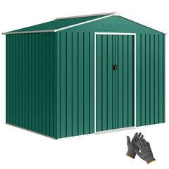 8 x 6ft Galvanised Steel Shed, with Double Door