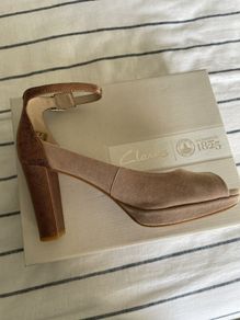 Clarks Nude and Bronze Ankle Strap Heels UK 6 - Brand New, Boxed