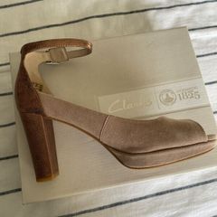 Clarks Nude and Bronze Ankle Strap Heels UK 6 - Brand New, Boxed