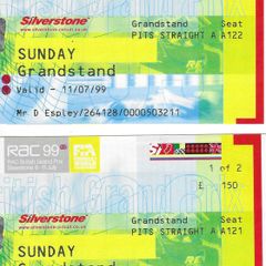 1999 British Grand Prix Ticket Stubs x 6 - Formula 1 - Silverstone - 0043