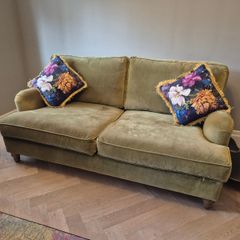 High-End Sofa Bed from Sofa.com "Bluebell" 2.5-Seater Sofa Bed in Olive Velvet