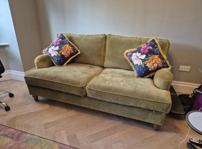 High-End Sofa Bed from Sofa.com "Bluebell" 2.5-Seater Sofa Bed in Olive Velvet