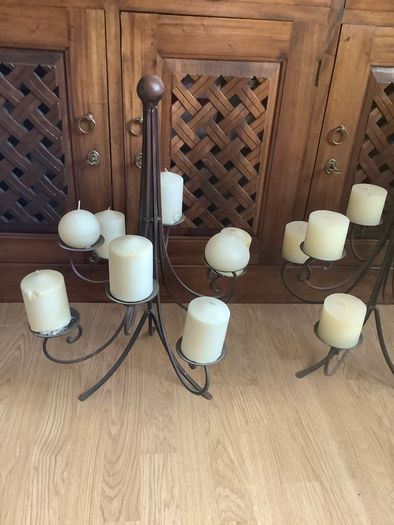 2 Large Bronze Colour Candelabras