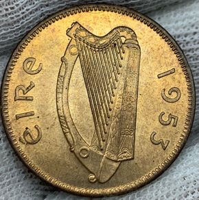 Ireland 1953 1/2d Half Penny Beautiful Red Uncirculated