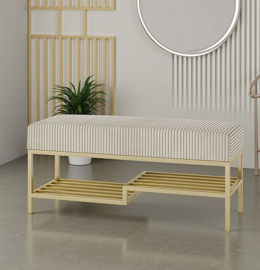 Ashton Modern Upholstered Bench with Shoe Rack