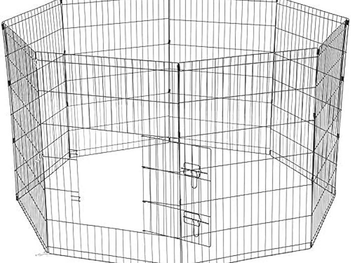 NEW SALE | 8 Panel Playpen Suitable for Dogs/Puppies/Cats & Rabbits foldable ideal for Indoor/Outdoor use puppy play pen (91cm, Black)