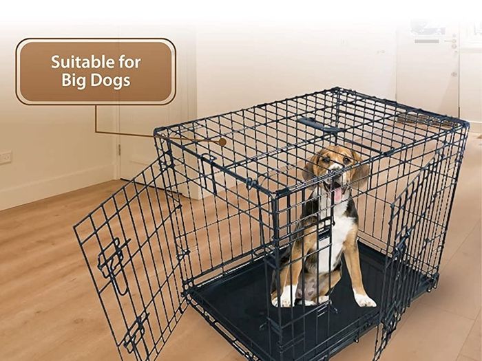 Dog Crate Dog Cage from Small to Large, Foldable Puppy Dog Crates , Cage Furniture with Non-Chew Metal Removable Tray Silver Folding 2 Door Crate, Medium Size 30-inch(76.2cm) Black (FREE POSTAGE)